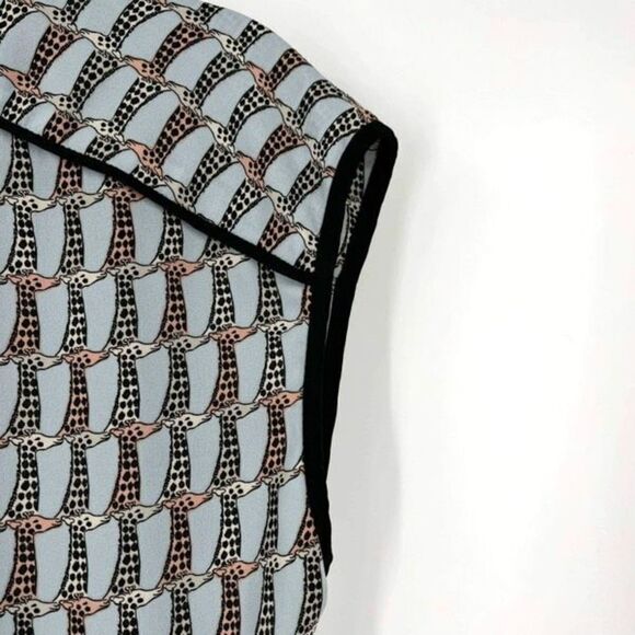 CKS Women's‎ Giraffe Print Cap Sleeve Elastic Waist Mini Dress Blue Black Small - Picture 6 of 14